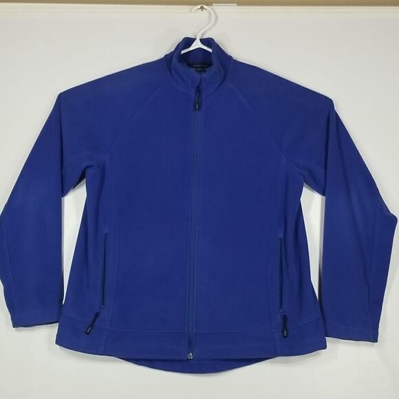 Lands End Jacket Womens Large Fleece Full Zip Long Sleeve Velcro Wrist  Purple - Picture 1 of 11